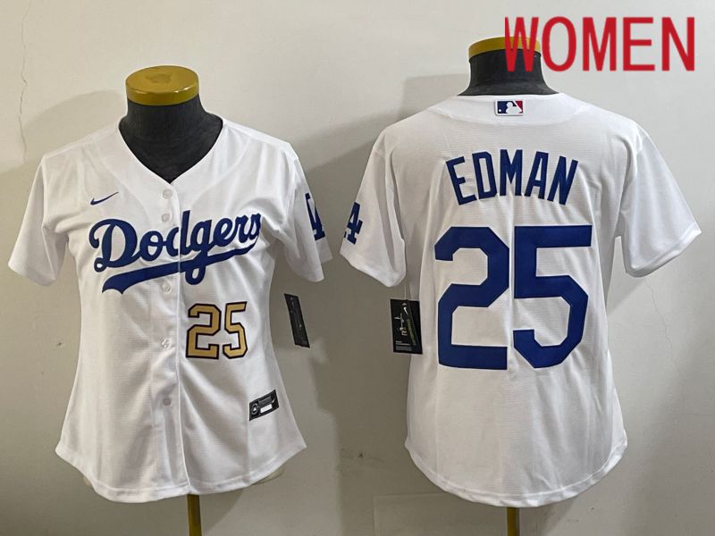 Women Los Angeles Dodgers 25 Edman White Game 2024 Nike MLB Jersey style 11203